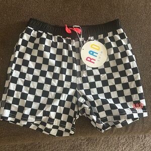 RAD Swim Black and White Checkered Shorts